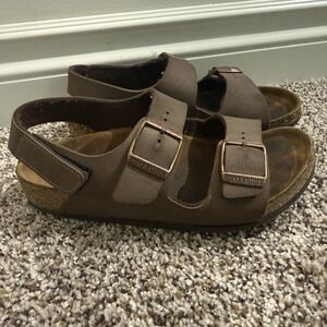 Birkenstock Big Kids Milano Sandals Size 31/13 Mocha Hook Loop